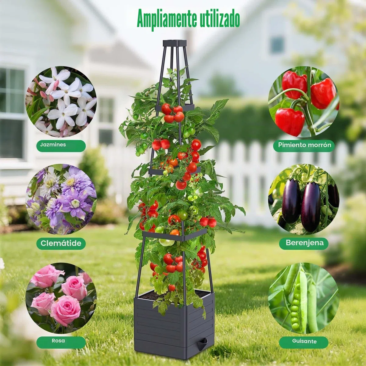 Tutores Plantas,145cm Cajas de Plantación con Riego Automático，Altura Ajustablesoporte Plantas Trepadoras，para Plantas Trepadoras Verduras Flores al Aire Libre y de Interior (2 Pack)