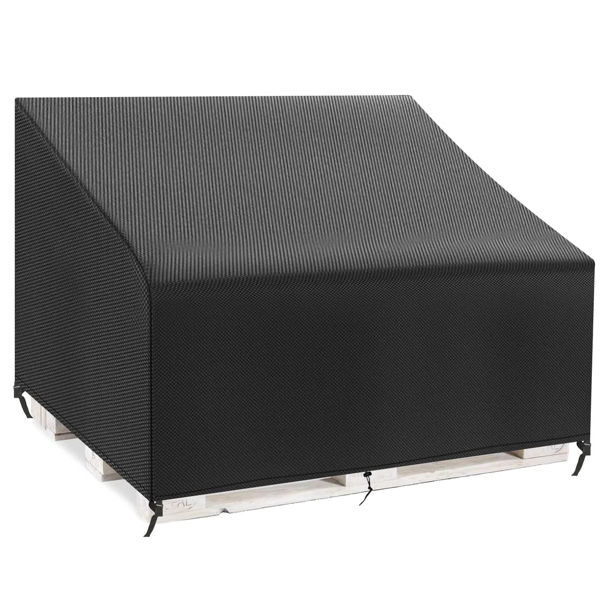 Funda Sofa Palets Exterior Impermeable，Funda Protectora Palet con Cordón， Hebilla Ajustable， Cubierta de Sofá Palet 420D Oxford (122*92*48/103cm,Negro)