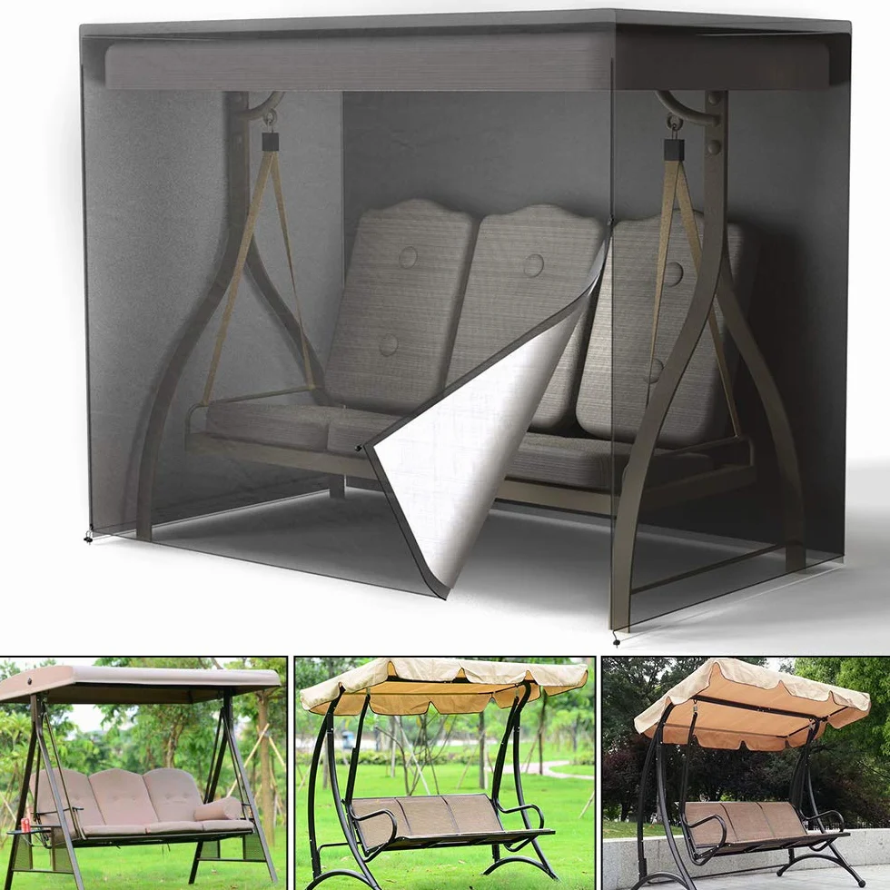 Funda de columpio de jardín de 3 plazas, Oxford impermeable, lona de balancín antirayos UV, cubierta de protección para columpios exteriores