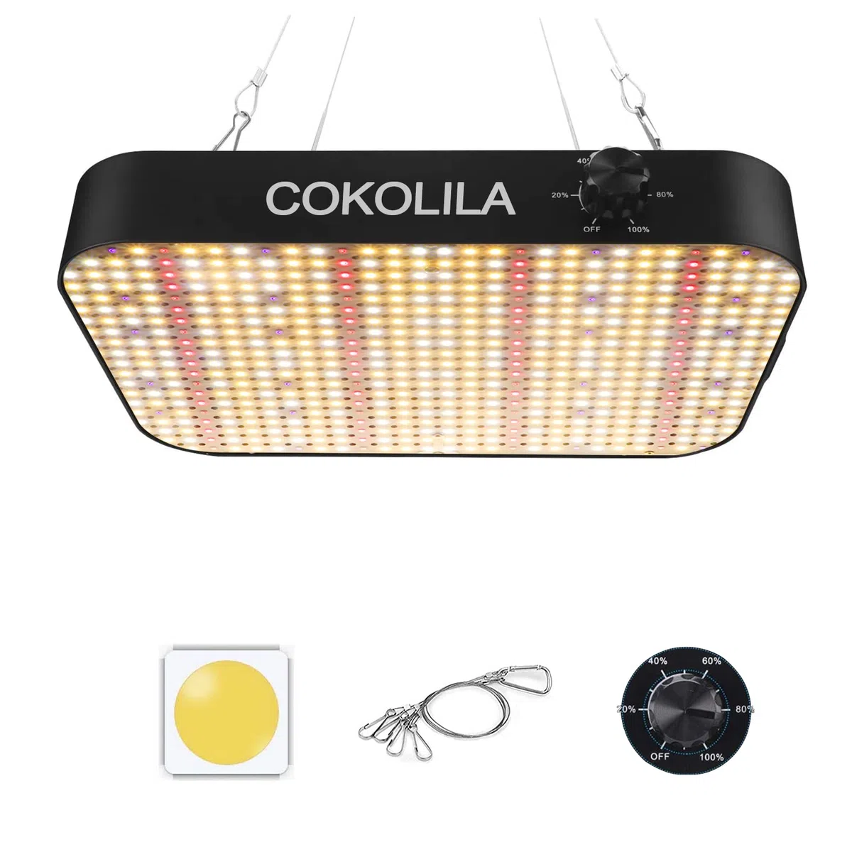 COKOLILA Lamparas de cultivo LED regulable, 600w lámpara de planta de espectro completo con 588 LEDs, Función de Cadena de Margarita UV e IR, Grow Light para plantas de interior, verduras, flores