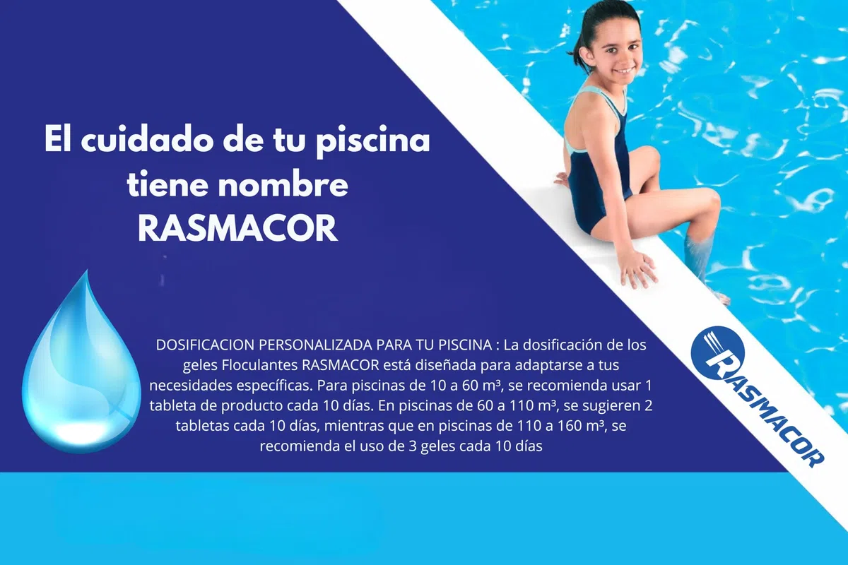 RASMACOR Pack 6 Unidades Floculante Gel monodosis | Gel para Piscina | Limpiador y clarificador de Agua para Piscinas | Transparencia Total del Agua | Distribuido