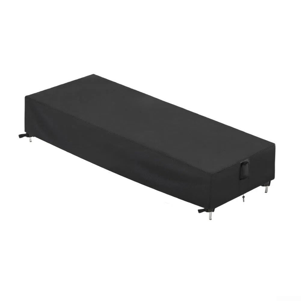 Fundas para tumbonas de exterior con tela Oxford de doble costura, revestimiento de poliuretano impermeable, clips ajustables y cordón para seguridad resistente al viento (200 x 70 x 30 cm)