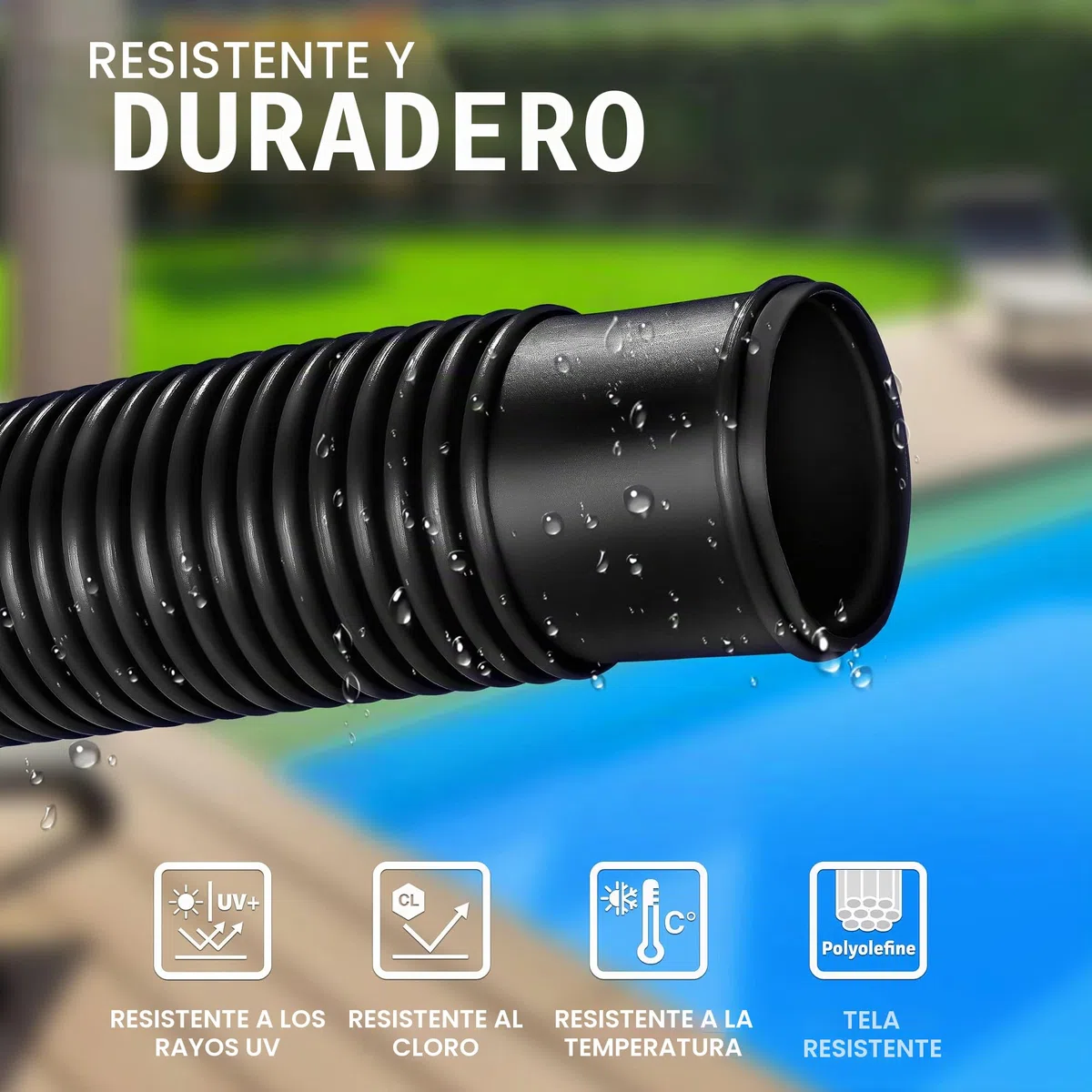 tillvex Manguera Flexible Solar de Piscina 32-38 mm para Bombas, Depuradoras y Cloradores (Negro, 20m / 38mm)