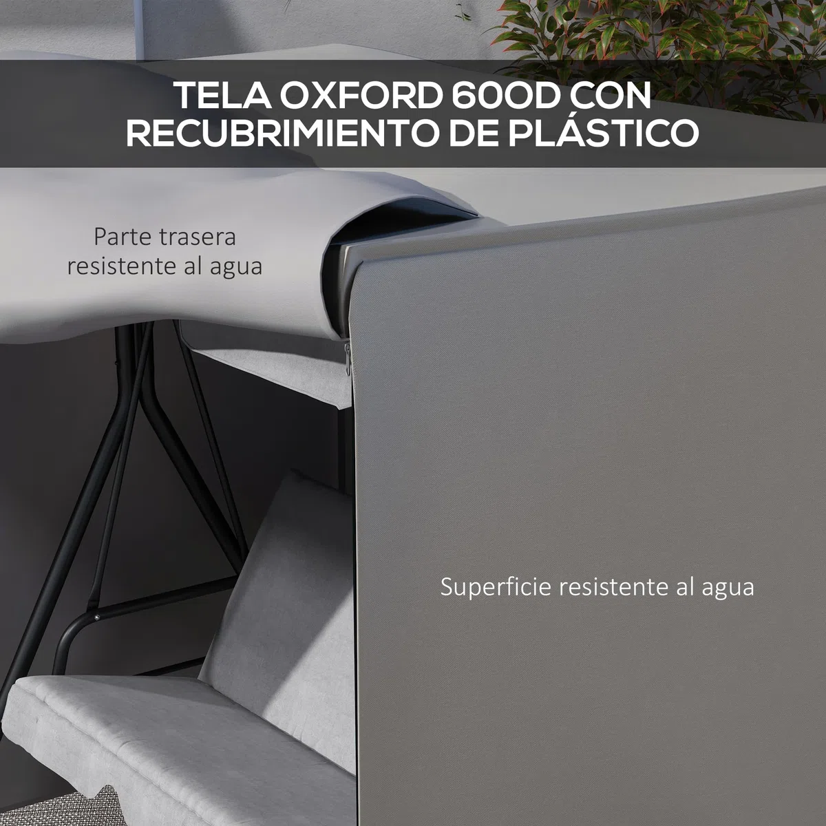 Outsunny Funda Balancín Jardín Funda Columpio Jardín Exterior Cubierta de Columpio de Tela Oxford 600D con 2 Cremalleras Impermeable 177x114x152 cm Gris