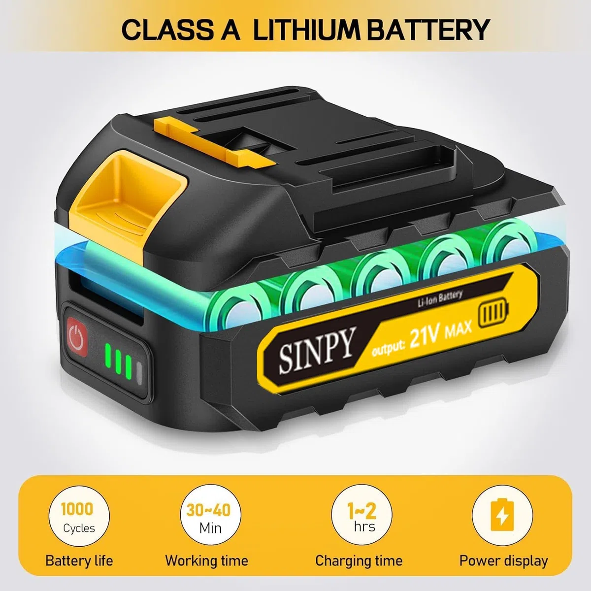 Mini Motosierra Bateria 2x2000 mAh Motosierra Bateria de 6 Pulgadas con Bloqueo de Seguridad, Cadena de Acero al Manganeso de Mano y Engrasador Automático (Amarillo)