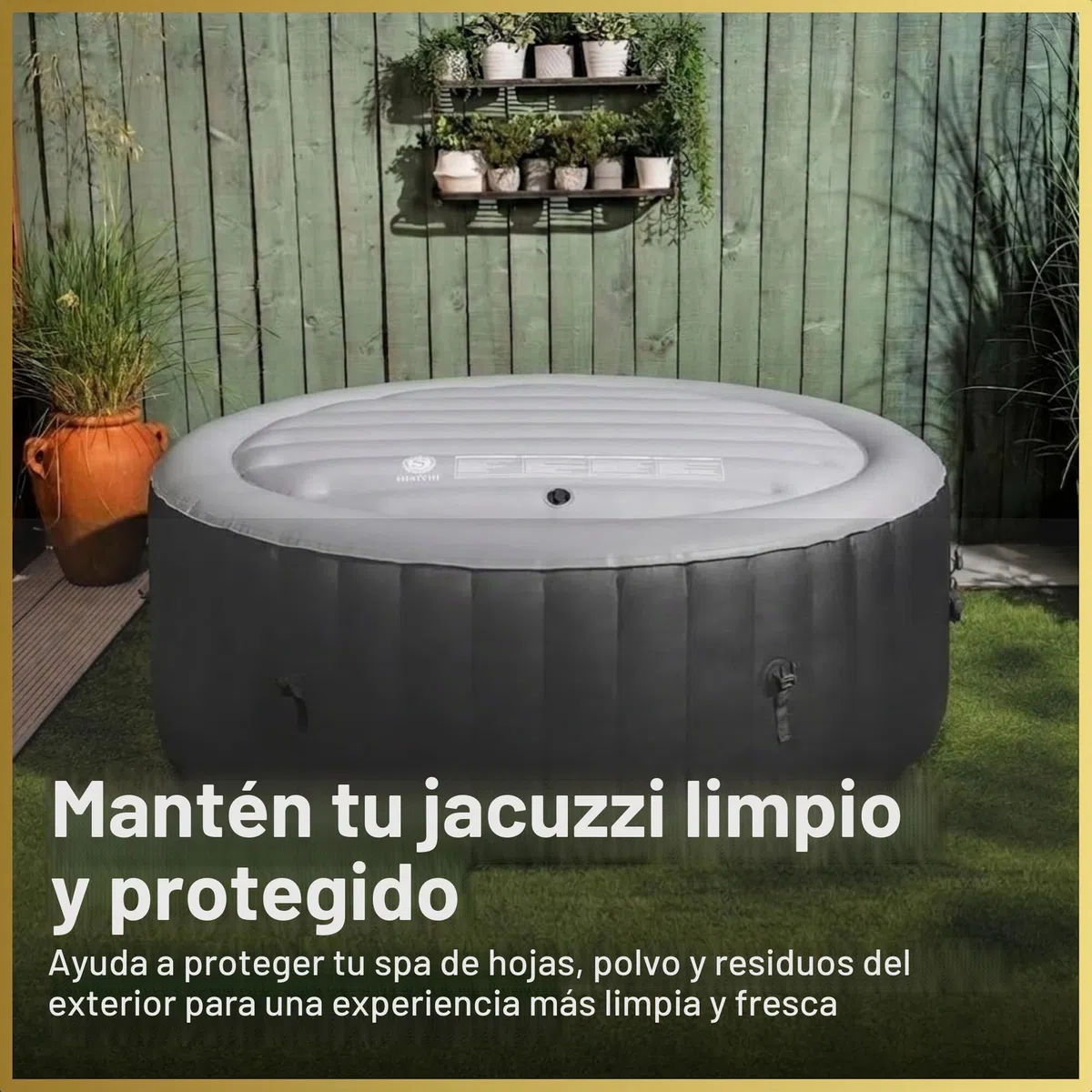 Cubierta Inflable de Ahorro de energía, Tapa Protectora de Lluvia, Aislamiento térmico, vejiga Redonda, se Adapta a Todos los jacuzzis Redondos de hasta 140 cm, Color Gris