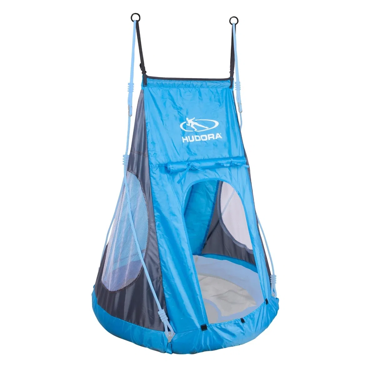 Funda de Tienda HUDORA Cosy Castle - Funda de Tienda para Columpio HUDORA Nest 90 & 110/120 en Azul/limón - Tienda de Columpio de poliéster para Interior y Exterior