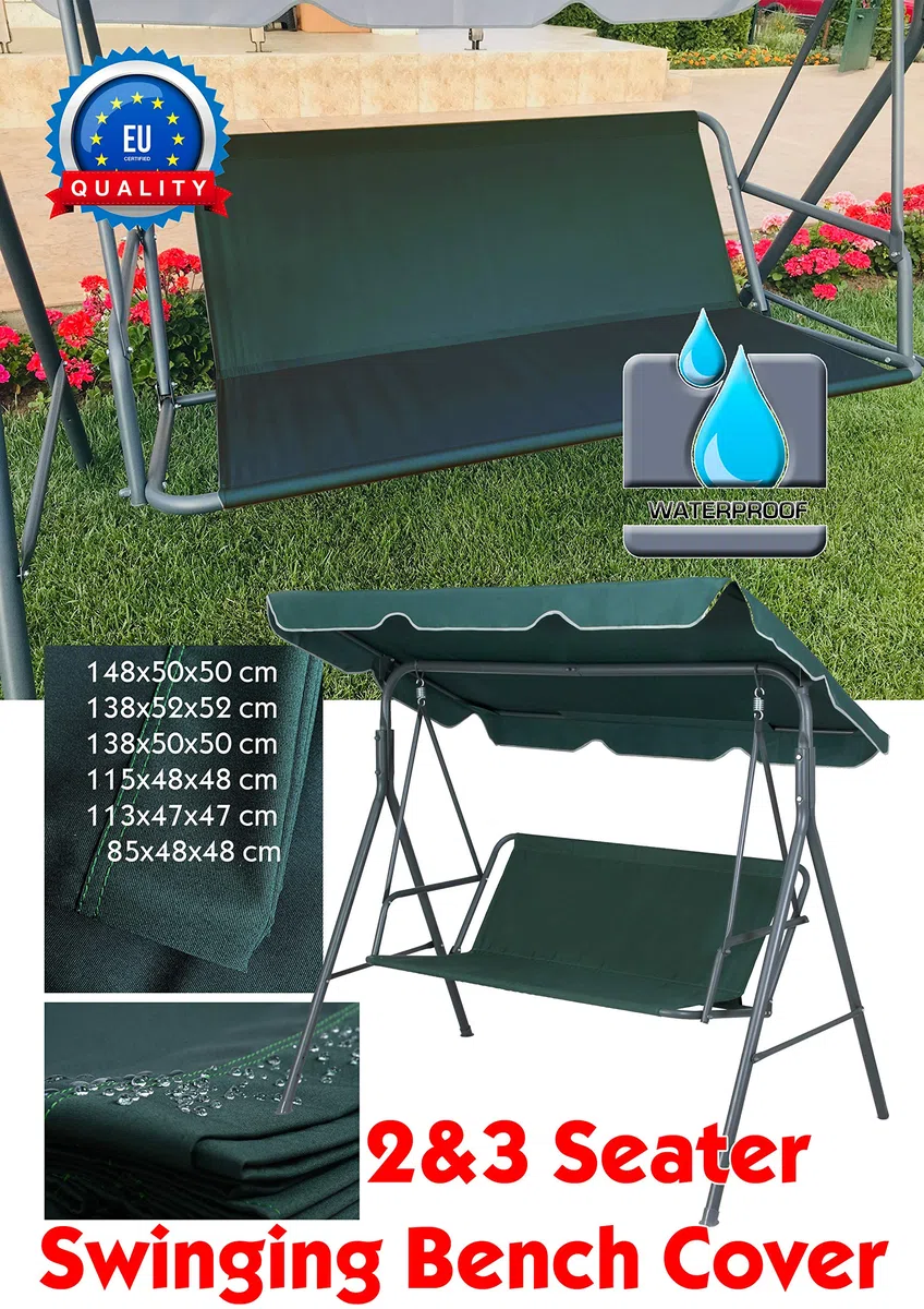 Funda de repuesto para asiento de columpio de jardín, hamaca, silla de jardín, silla de jardín al aire libre, funda de banco (148 cm, 52 x 52 cm, verde)