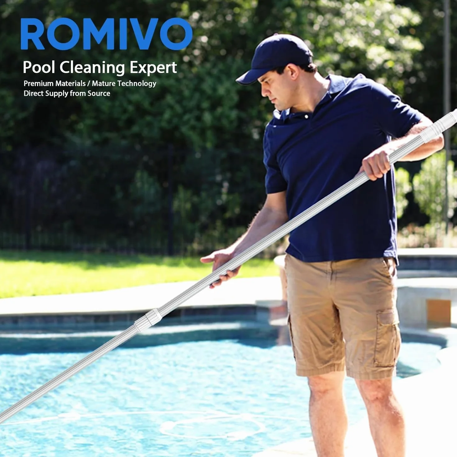 Barra Telescópica Piscina Aluminio 3 Piezas, Regulable 1,4-3,65m | Poste Limpieza Stable & Robusto (1,2mm) para Red Skimmer, Recogehojas, Cepillo, Cabezal Succión