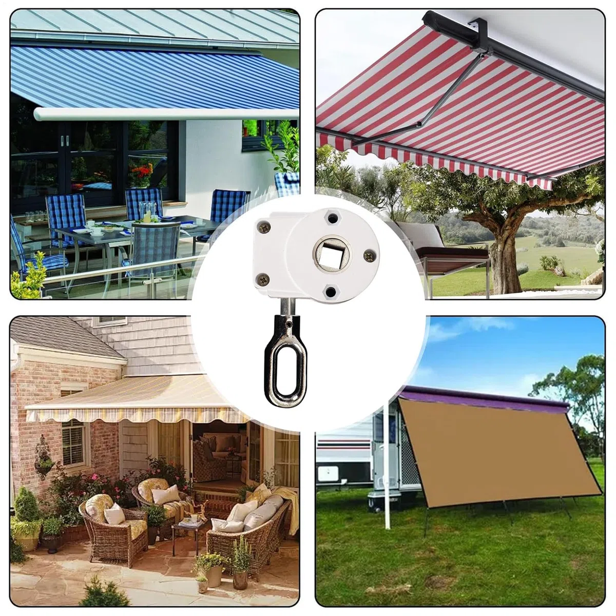 Manual de equipo de toldo para toldos – Engranaje manual de tornillo sin fin | Engranajes de manivela de caja de cambios | Soporte inalámbrico | Piezas resistentes | Persianas portátiles para