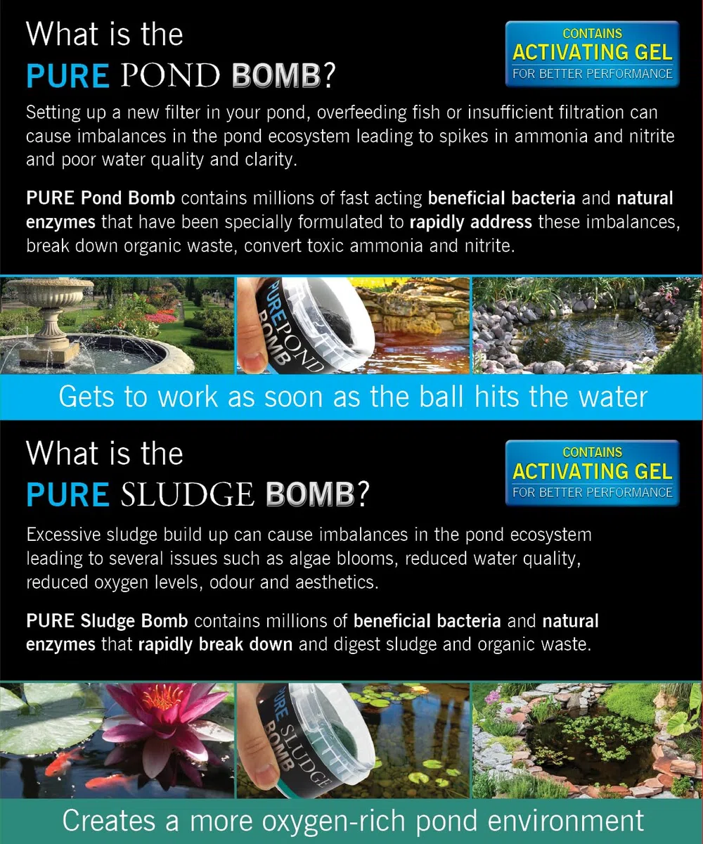 Evolution Aqua Pure Duo Pack - Bomba de estanque y bomba de lodo para estanque, tratamiento de agua transparente, removedor de lodos de estanque, paquete económico Duo ofrece un tratamiento natural