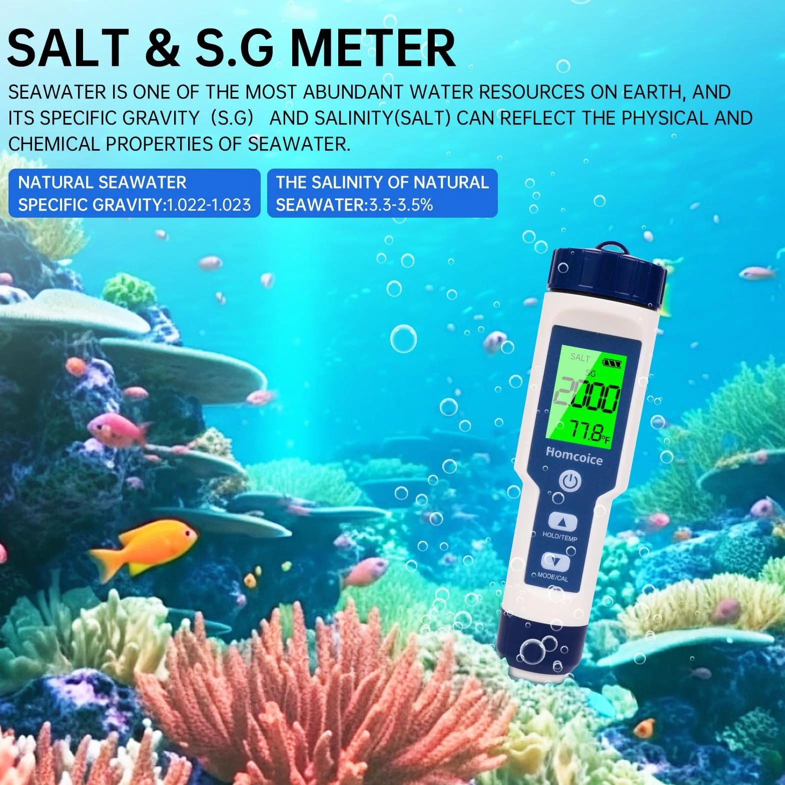 Medidor pH 7 en 1, profesional medidor PH TDS EC SALT ORP S.G Temperatura, Tester Calidad Agua portátil para acuarios, piscinas, agua potable e hidroponía