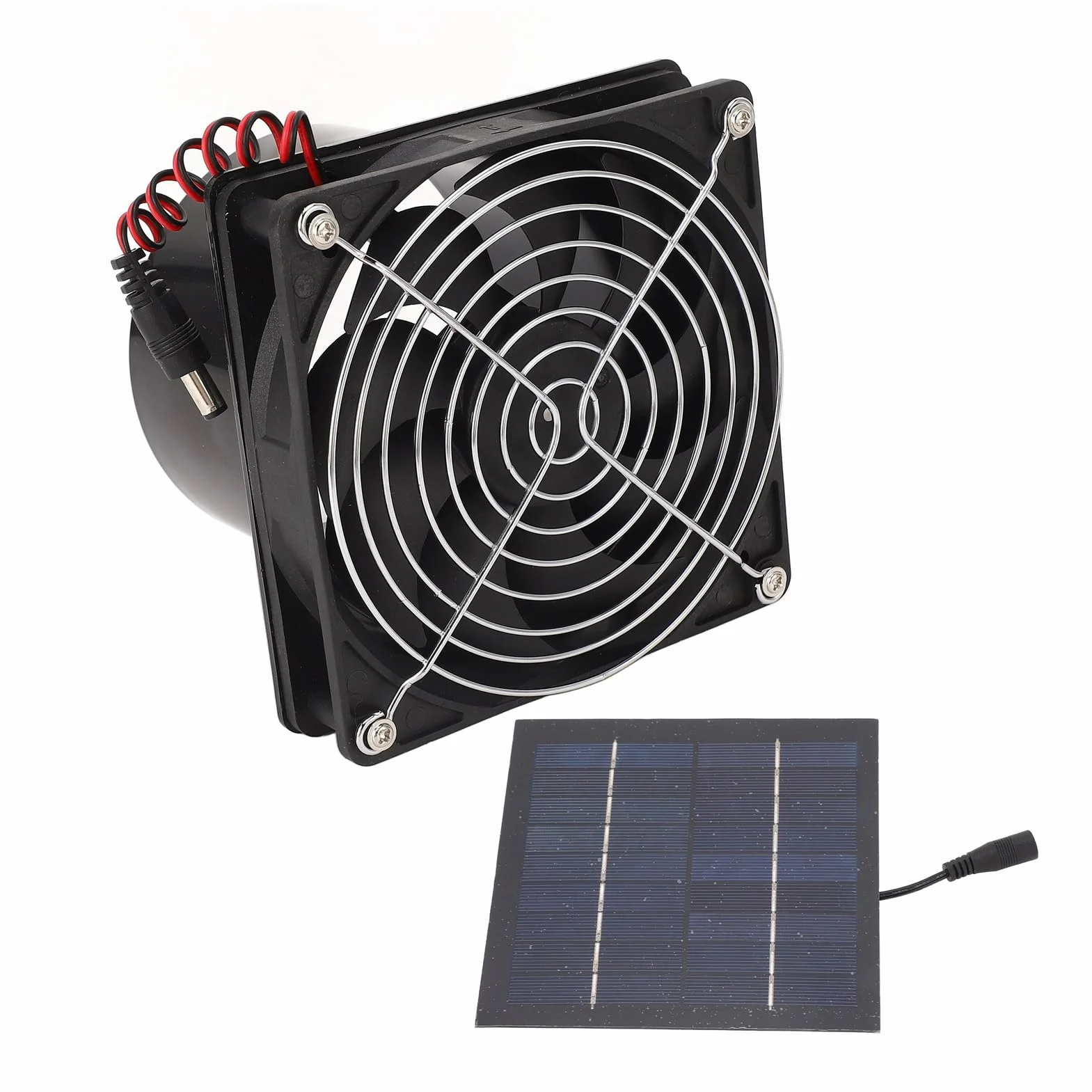 Kit de Ventilador de Panel Solar de 50 W, Ventilador de Escape Alimentado por Energía Solar, Ventilador de Escape de Ventana de Panel Solar Impermeable para Gallinero,