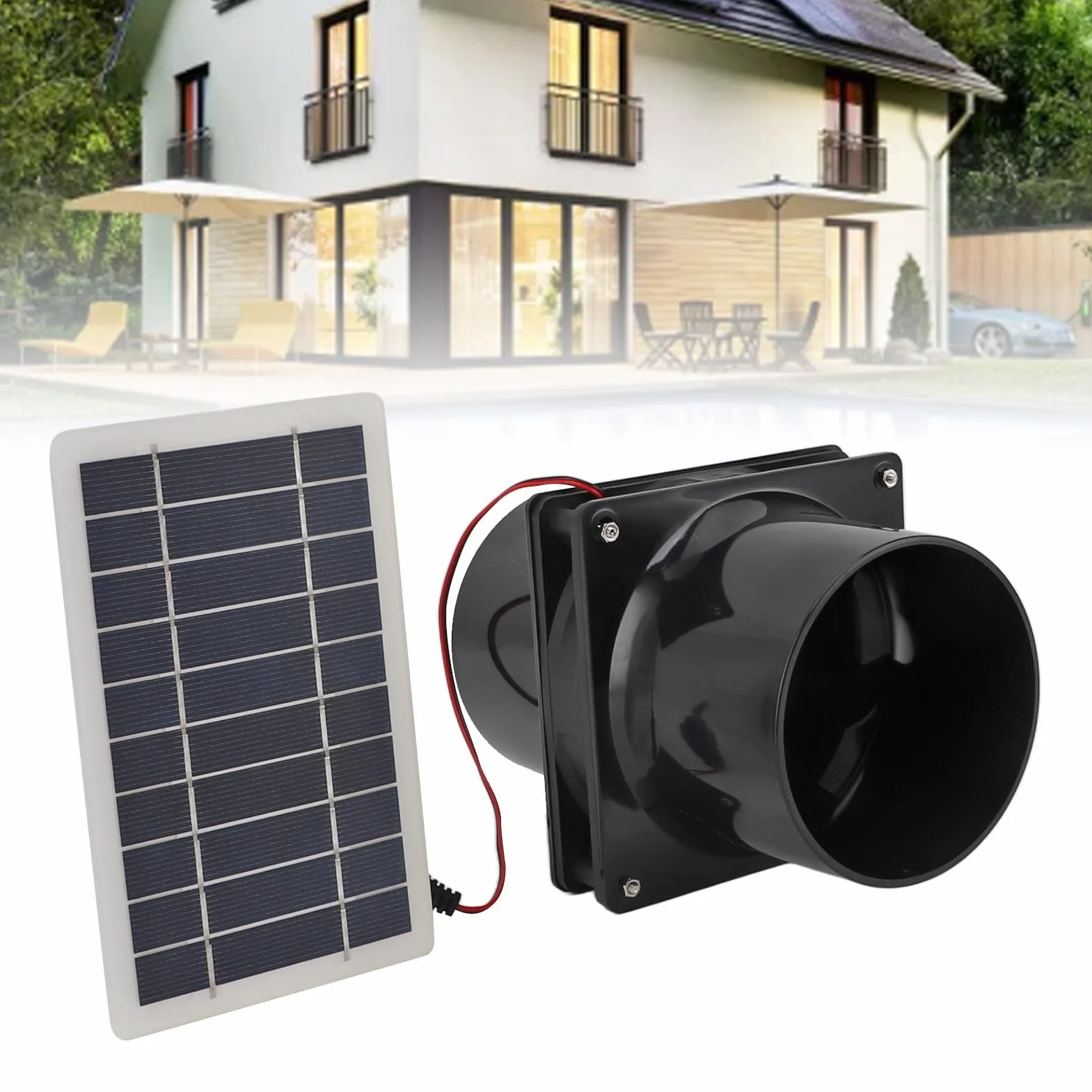 Kit de Ventilador Solar 12V 10W para Exterior Ventilador de Escape con Panel Impermeable Mini Extractor de Energía Solar