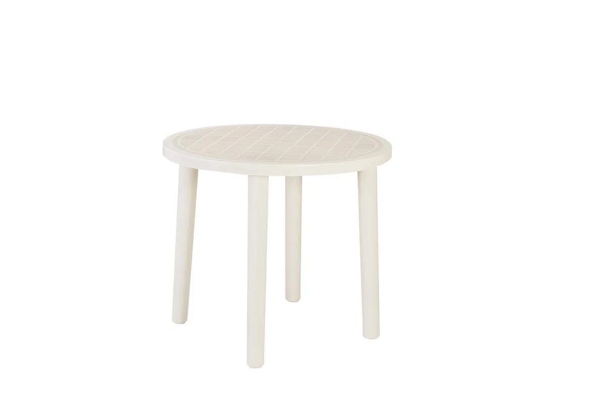 resol grupo RESOL Tossa Mesa Jardín Comedor Exterior Ø86 Redonda | 2 ó 4 Personas | Ligera, con Agujero Central para Sombrilla | Protección UV para Uso en Patio, Terraza o Porche - Color Crema