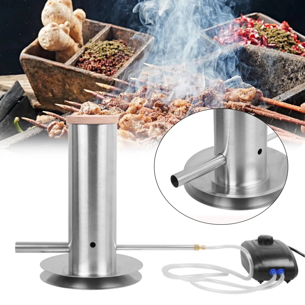 Generador De Humo FríO, Acero Inoxidable Generador De Humo FríO Con Bomba Para Ahumador Para Barbacoa Ahumado En FríO De Pescado Carne Queso