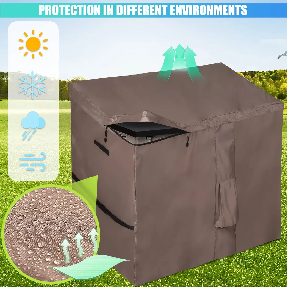 Cubierta impermeable para cobertizo de jardín, fundas de caja de almacenamiento al aire libre con parte superior inclinada de apertura rápida, compatible con la serie Store It Out, Oxford