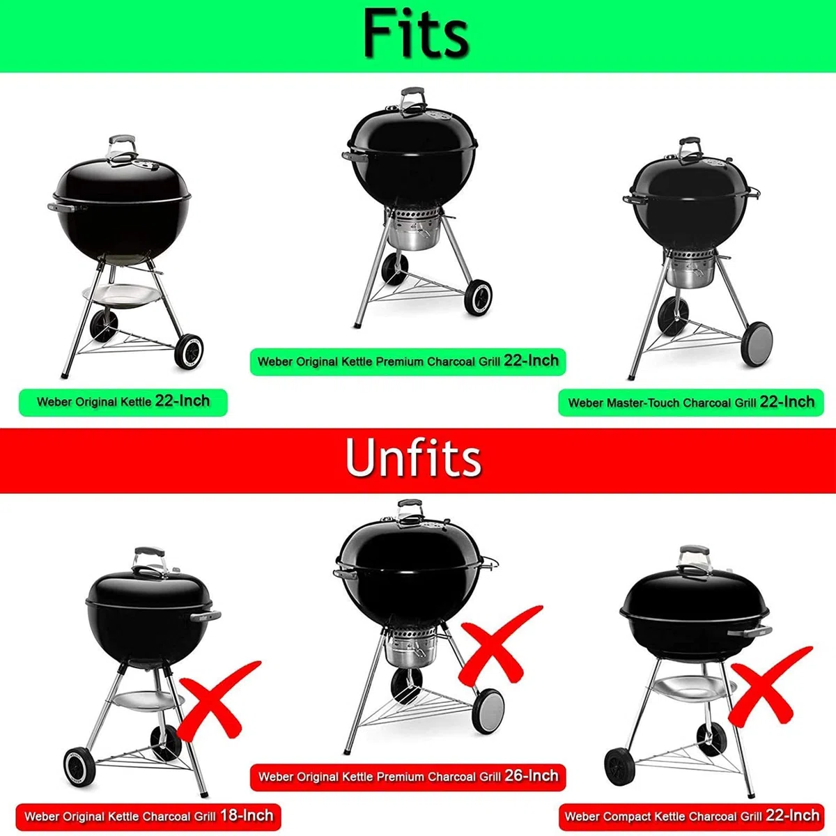 GFTIME 57cm Placa caliente para Parrilla Weber Master Touch de y Parrillas de Carbón Hervidor Originales, Parrilla de Carbón Napoleón de 57 cm, Pliegues de Mesa para Barbacoa al Aire Libre