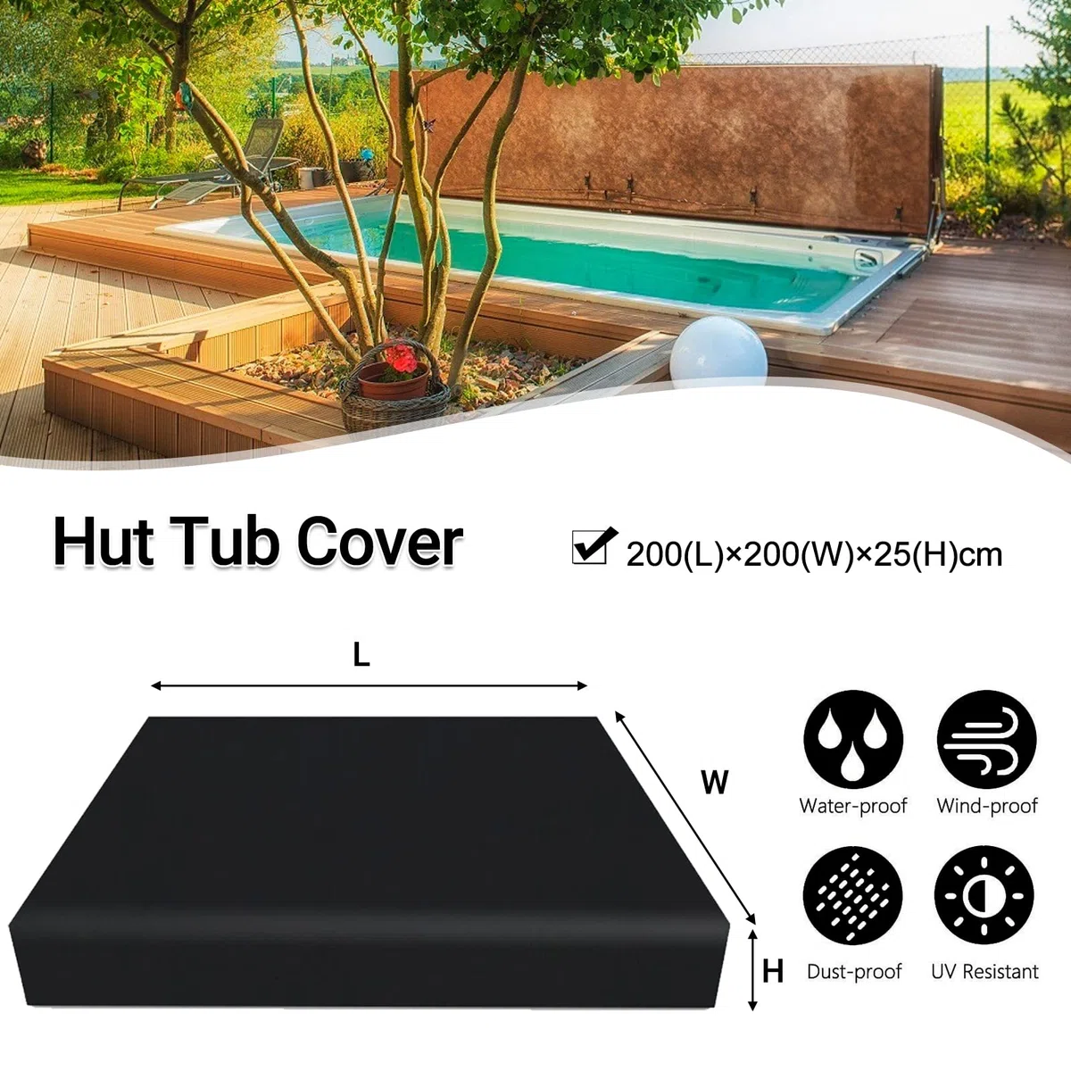 Funda cuadrada impermeable para bañera de hidromasaje, tela Oxford 420D, cubierta de spa al aire libre, impermeable, resistente al polvo, resistente a los rayos UV, cubierta de piscina para bañera de