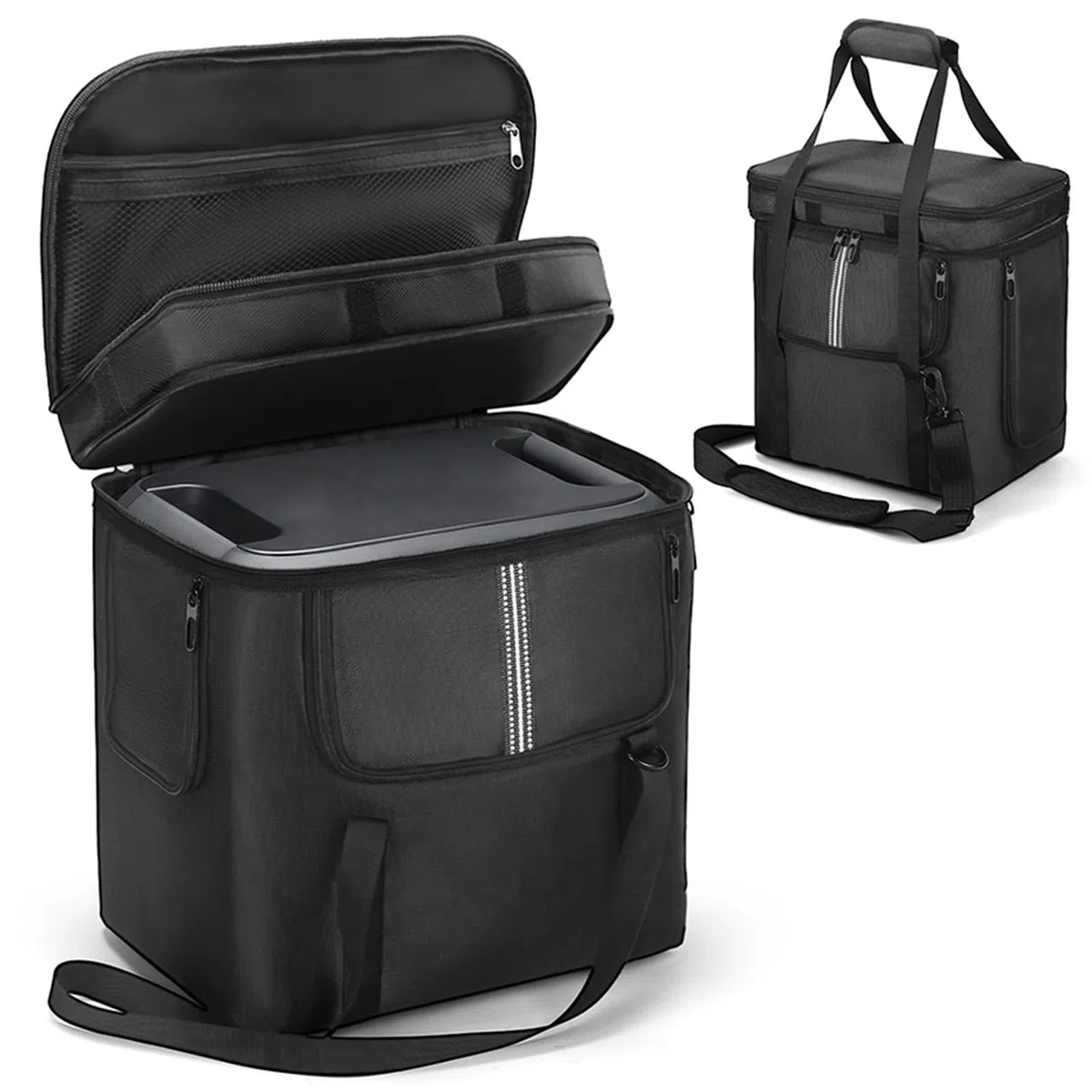 Funda de transporte compatible con la estación de energía portátil BLUETTI AC180, bolsa de almacenamiento de viaje al aire libre con cremallera lateral, bolsillos de dos capas para cable de