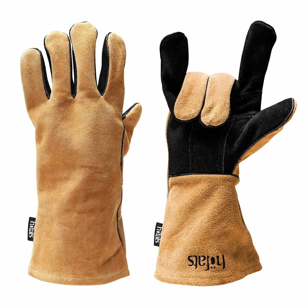 höfats - Guantes para barbacoa - Guante de chimenea de piel y aramida - extremadamente resistente al calor - Guante de horno para asar, cocinar y reponer madera - Certificado según EN 407 y EN 390