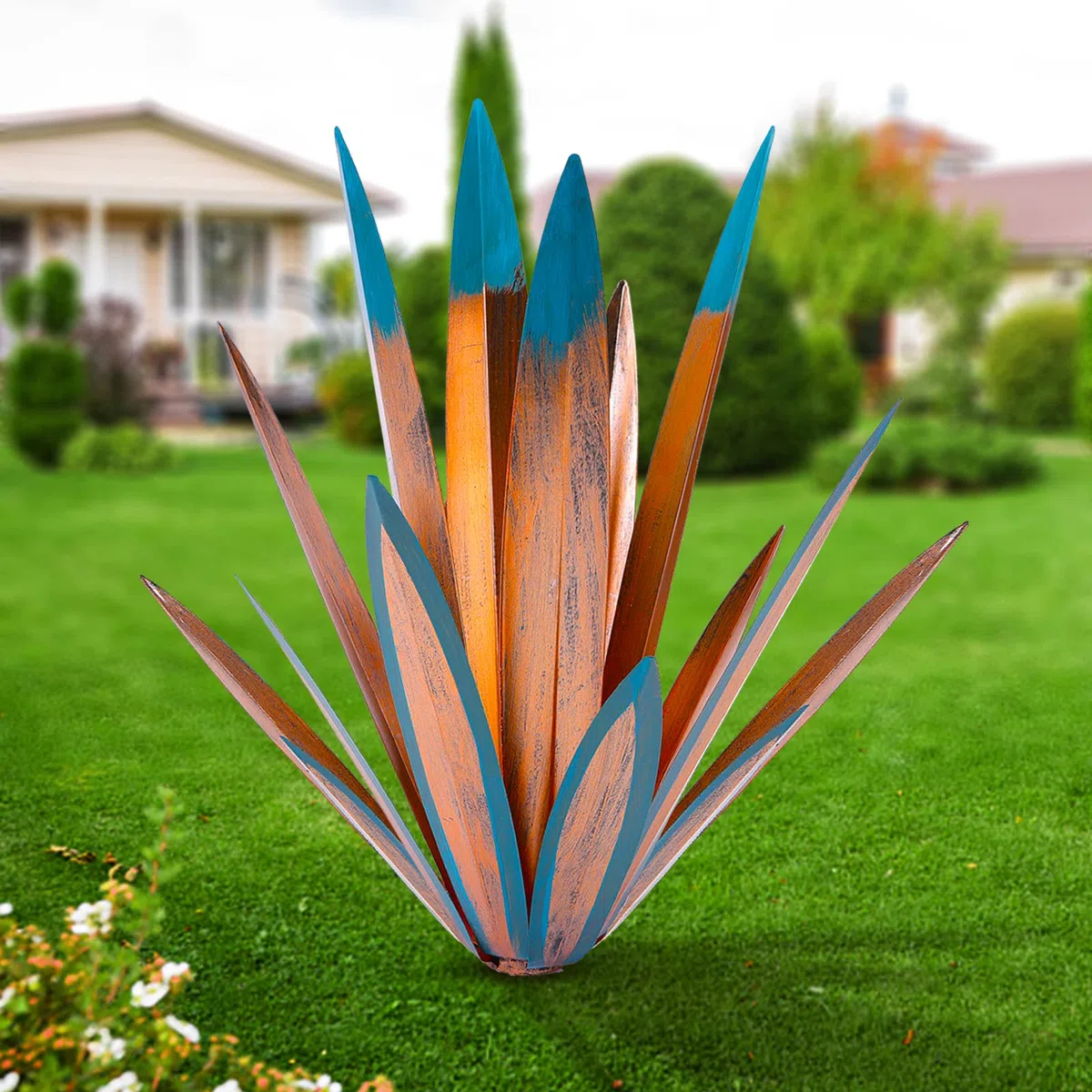Homight Escultura de Tequila de Metal – Adorno de jardín de Planta de Tequila DIY – Estaca para Patio y césped, tamaño Grande y pequeño