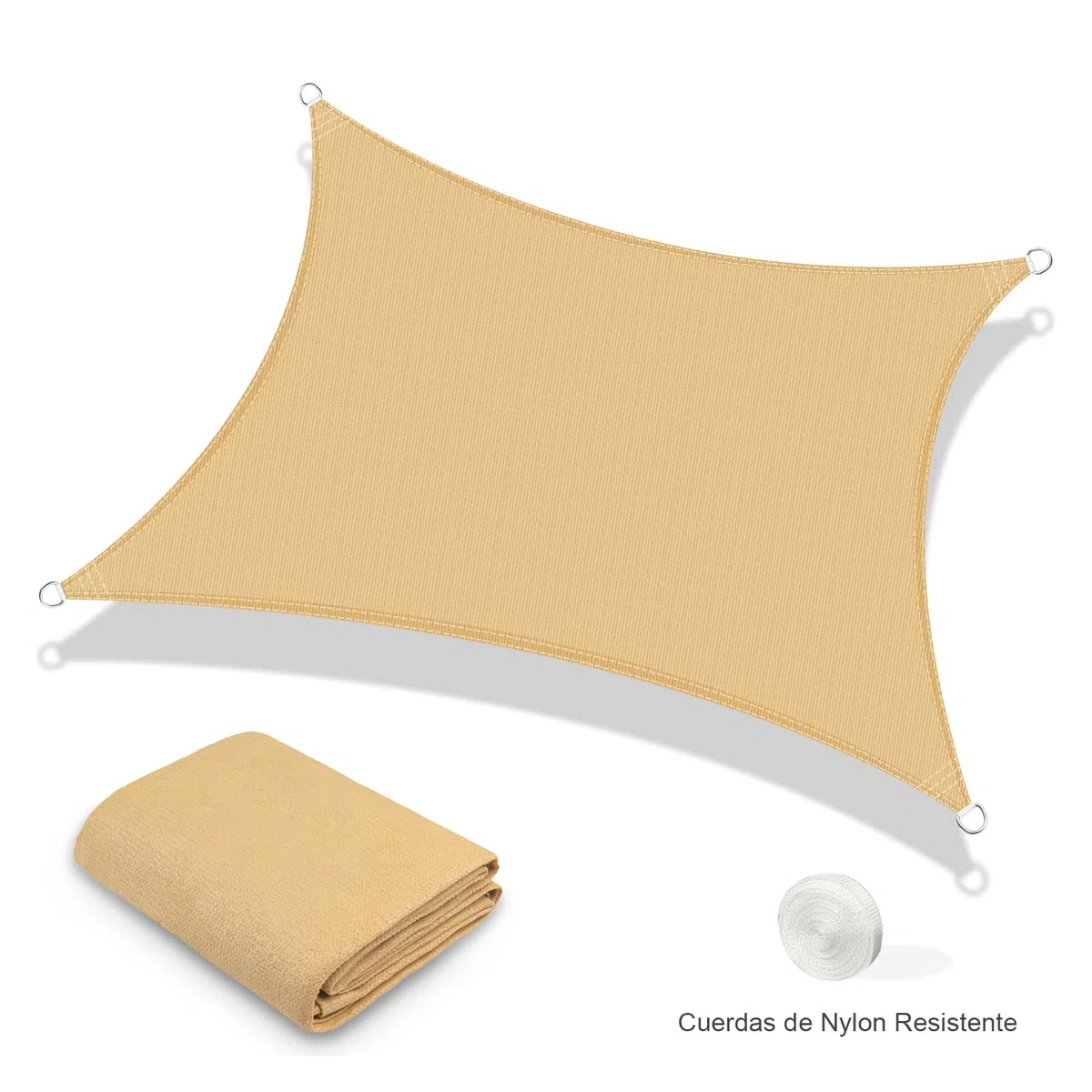 AXT SHADE Toldo Vela de Sombra Rectangular 3x4m Protección Rayos UV y HDPE Transpirable para Exterior Terraza Patio Jardín-Arena