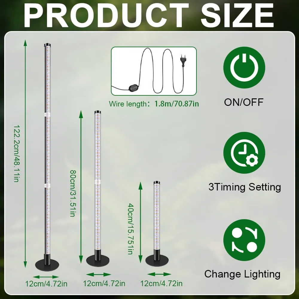 Luces de Crecimiento para Plantas, 243 LEDs Lámpara LED de Espectro Completo para Planta con Temporizador y 3 Modos de Iluminación, 45 W, luz Crecimiento Plantas Interior con Base Redonda