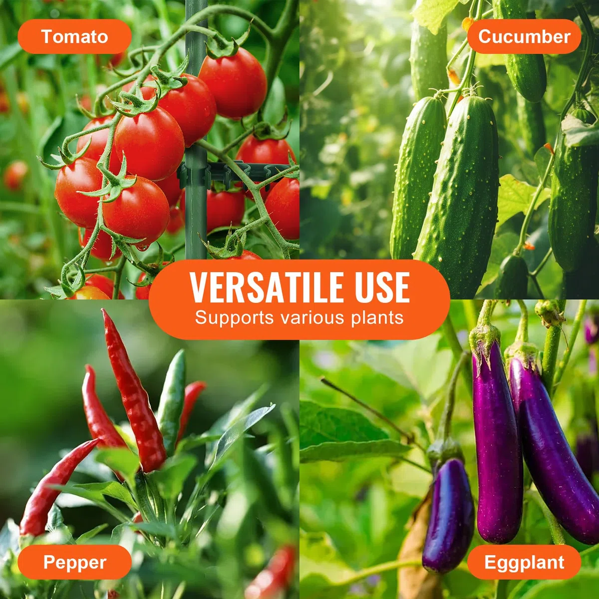 VEVOR 6 Paquetes de Jaula para Tomate Soporte para Plantas Enrejadas de Tomates de 123 cm, Jaula Apilable de Soporte para Plantas Altas para Parterres Elevados, Verduras, Flores y Plantas Trepadoras