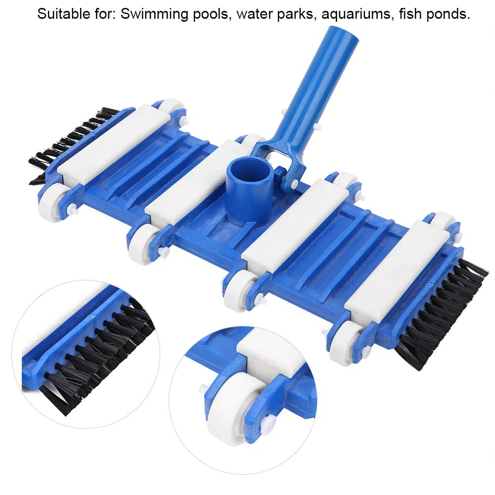 hong Cabezal de Cepillo de aspiración de Piscina, Cabezal de aspiración de Piscina con Ruedas de Cepillo Lateral Herramienta de Limpieza de Piscinas de Estanque de Peces, Accesorios para limpiafondos