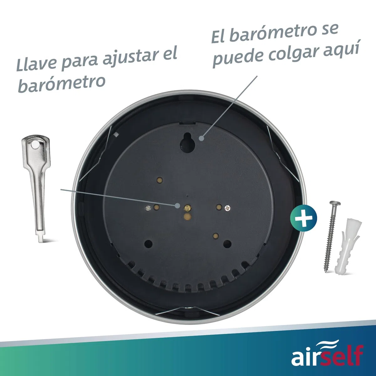 airself Estación meteorológica analógica para Interiores y Exteriores - con barómetro, termómetro, higrómetro - Acero Inoxidable