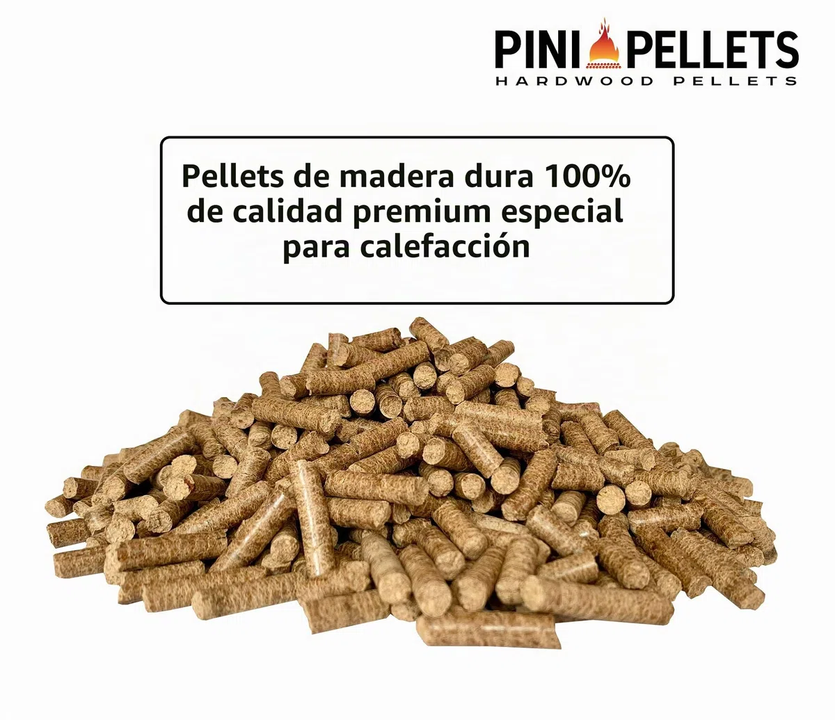 Pellets de madera dura 6 mm PINI 15 kg para calefacción, asar, ahumar