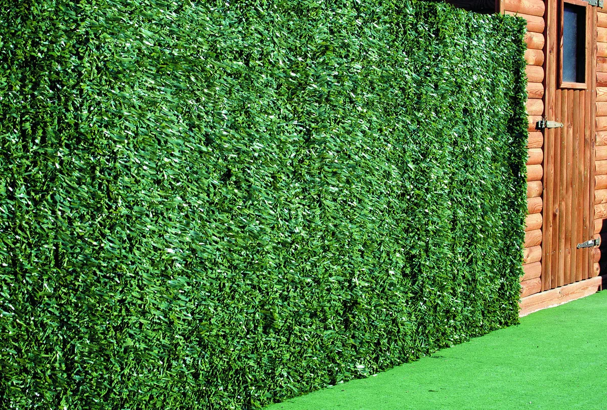 ADO - Seto Artificial Decorativo Ignífugo | 3m Largo x 2m Alto, Verde | 90 Varillas, 80% Ocultación (1- Rollo seto 3x2)