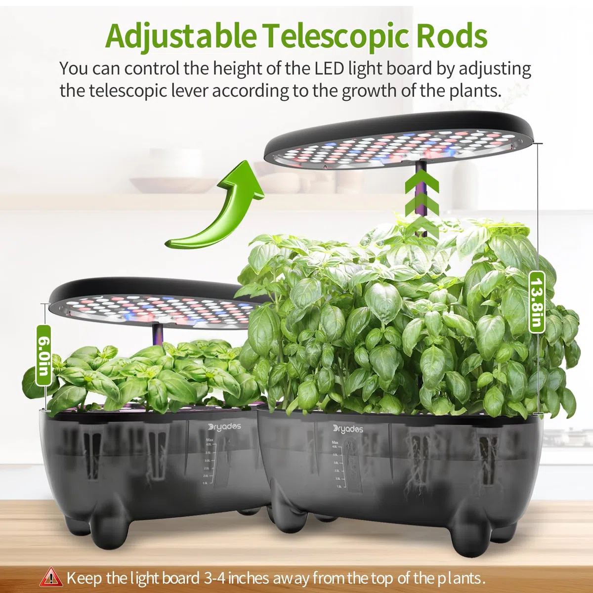Kit de Sistema de Cultivo Hidropónico para Jardín de Hierbas en Interior de 12 Macetas con Luz de Crecimiento LED, Sistema de Jardinería Interior para Hierbas, Vegetales, Lechuga en Encimera