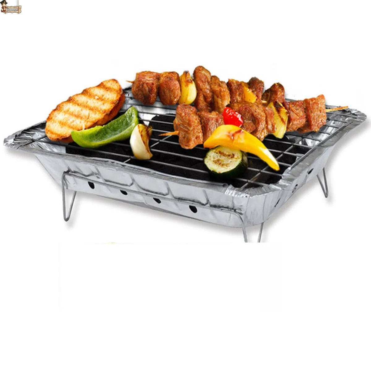 BricoLoco.com Barbacoa instantánea desechable de un solo uso para usar y tirar. ¡¡¡ Pack 3 uds. de 800 gramos de carbón “ y parrilla. Para jardín, picnic, excursiones, camping, en la cocina (3)