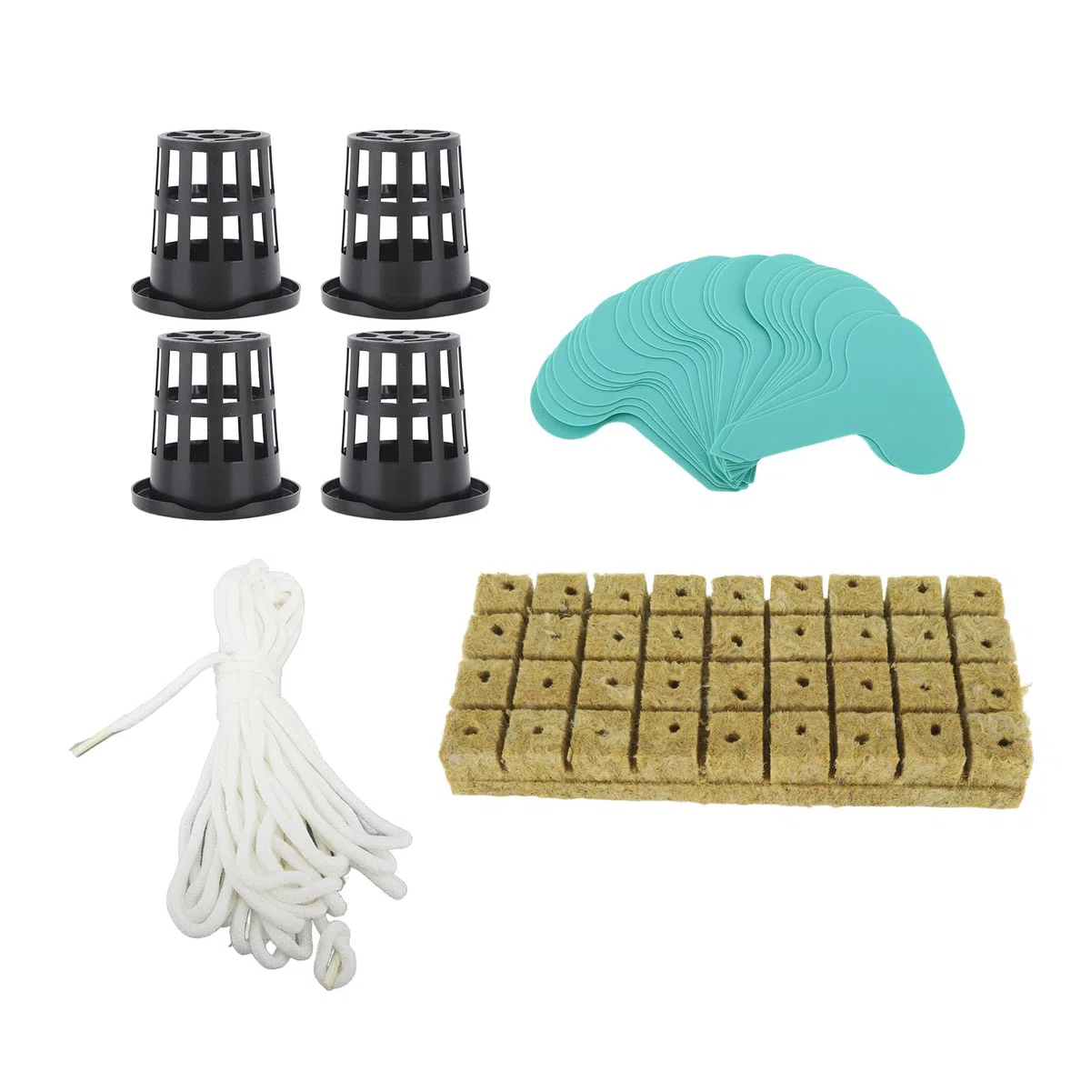 Haofy Juego de 72 Cubos de Lana de Roca de 1 Pulgada con Macetas de Red de 2 Pulgadas para Sistema de Cultivo Hidropónico Buena Absorción de Agua Kit de Taza de Red de Malla