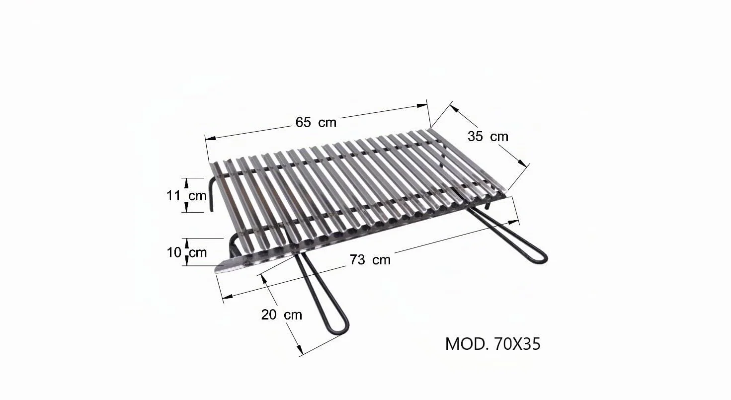 Fonderia Bongiovanni Parrilla para Chimenea y Barbacoa de Acero Inoxidable Con Recuperación de Aceites (50 x 35 cm)