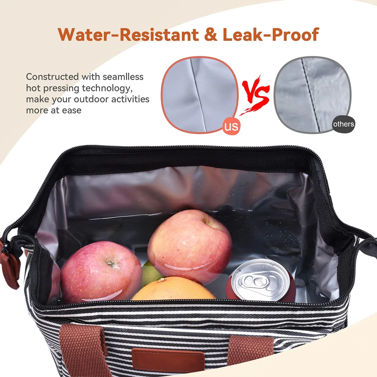 Mochila Nevera de Refrigeración, 20L Doble Capas Mochila Térmica Bolsa Porta Alimentos, Grande Bolsa Térmica de Aislamiento Antifugas Bolsa Nevera para Playa Camping Viajes Trabajo Picnic - Raya