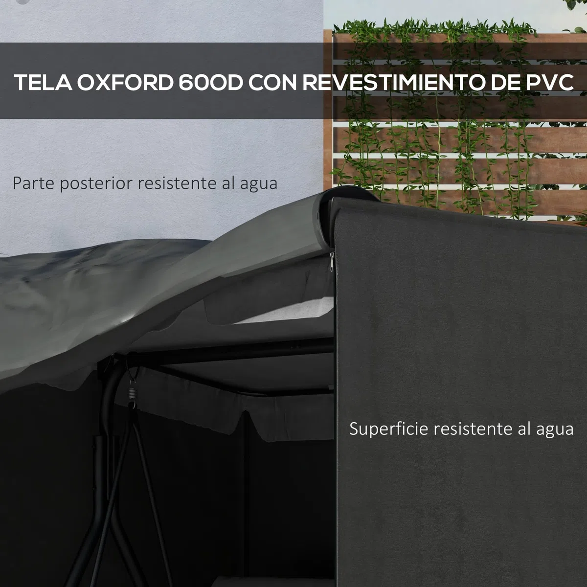 Outsunny Funda Balancín Jardín Funda Columpio Jardín Exterior Cubierta de Columpio de Tela Oxford 600D con 2 Cremalleras Impermeable 177x114x152 cm Gris Oscuro