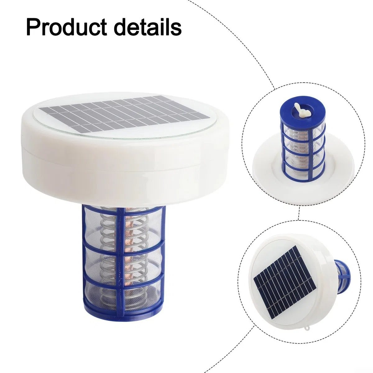 Purificador de agua ionizador de piscina con energía solar para piscinas enterradas y sobre el suelo, spas de agua salada, limpiador de paneles solares, componentes electrónicos de plástico