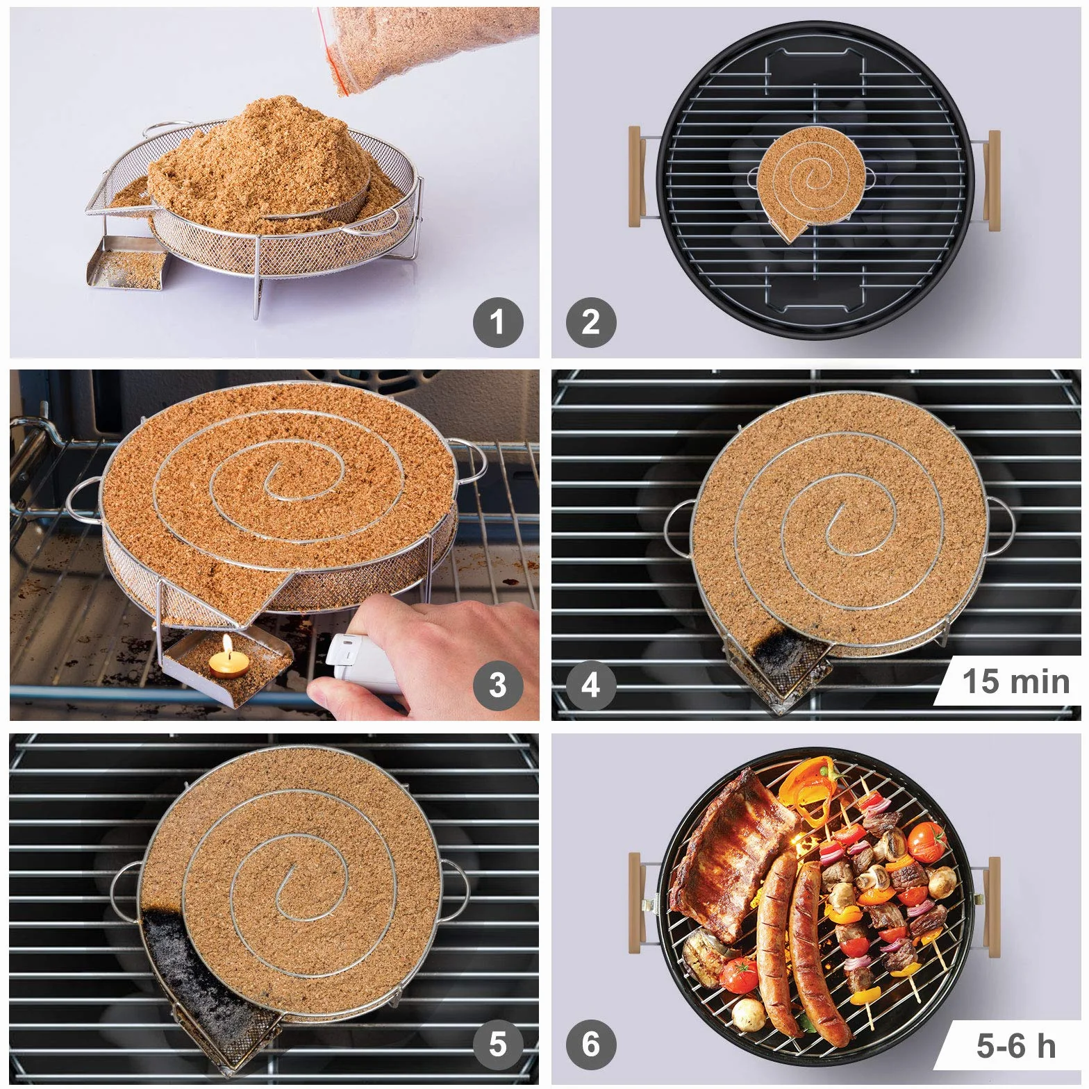 LIHAO Generador de Humo Frío Cocina Ahumador de Acero Inoxidable para Barbacoa Carne Pescado (con Forma Redonda)