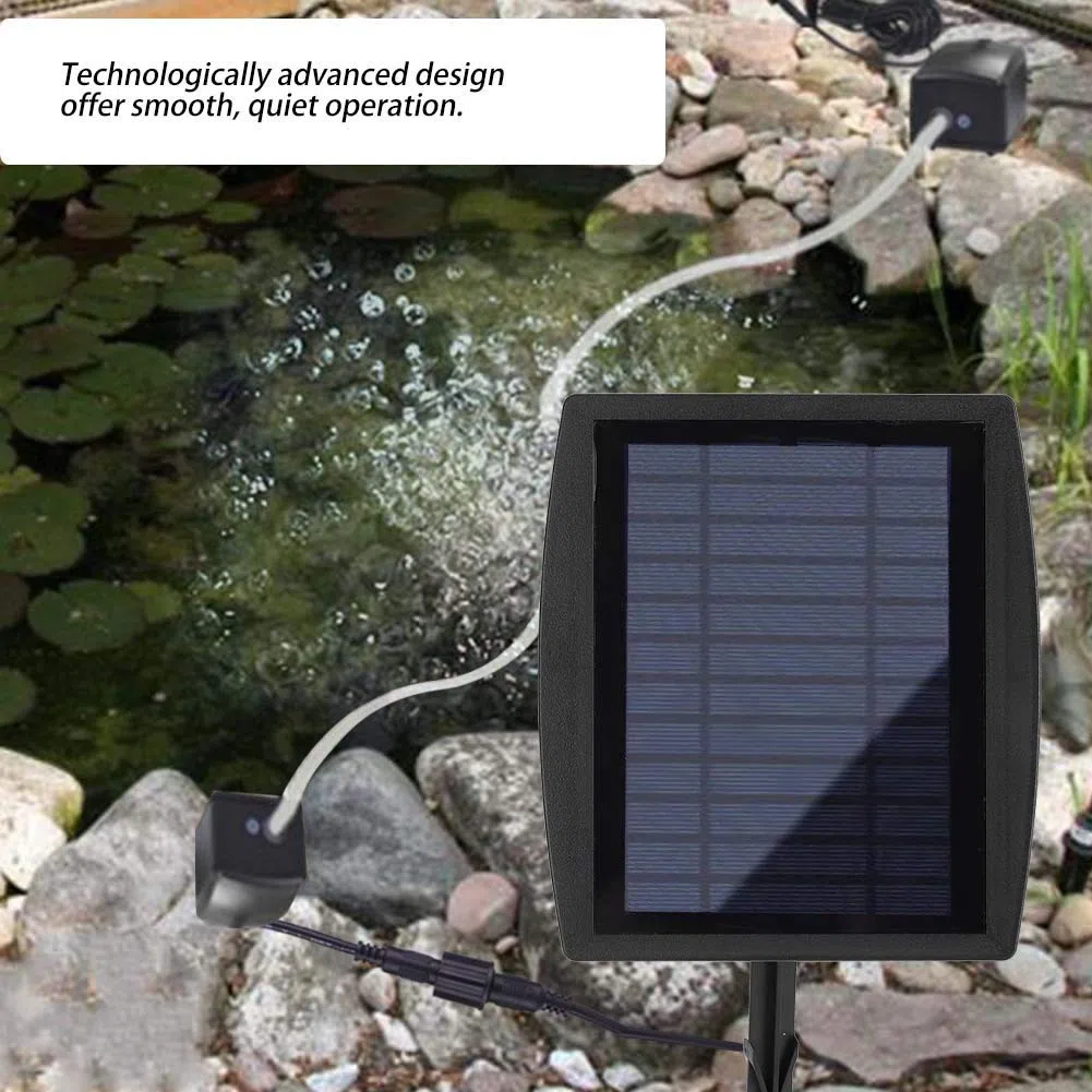 Eurobuy Bomba de aire con energía solar, oxigenador de energía solar con piedra de aire para piscina al aire libre, estanque, pecera