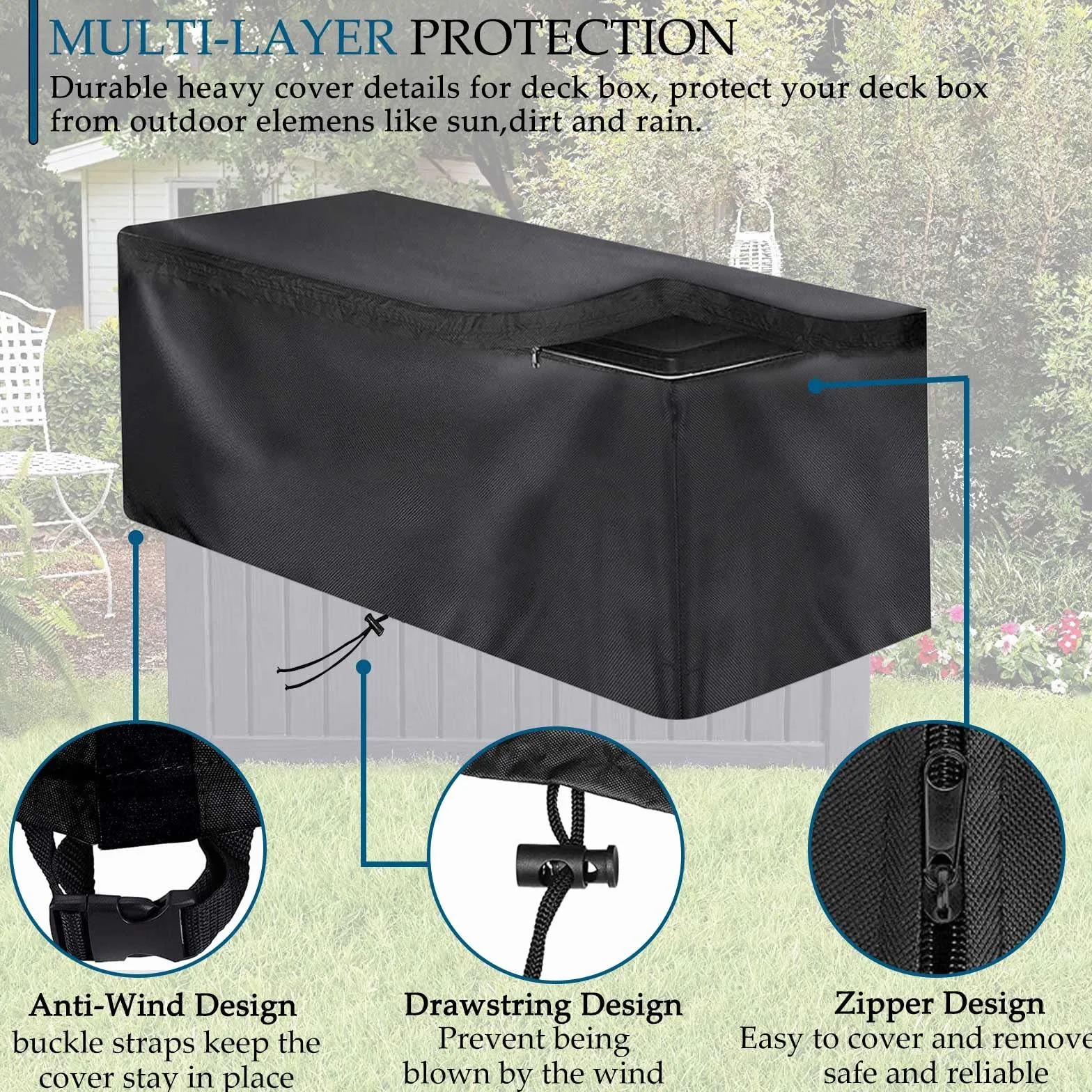 Schleuder Cubierta de Casillero, Cubierta de Protección de Casillero de Tela Oxford 420d, Cubierta Impermeable, A Prueba de Invierno, Resistente A Los Rayos UV, Lona De Casillero (132X71X67cm)