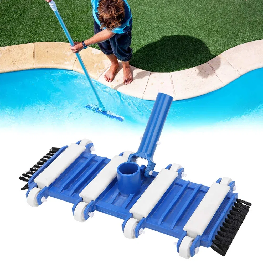 hong Cabezal de Cepillo de aspiración de Piscina, Cabezal de aspiración de Piscina con Ruedas de Cepillo Lateral Herramienta de Limpieza de Piscinas de Estanque de Peces, Accesorios para limpiafondos