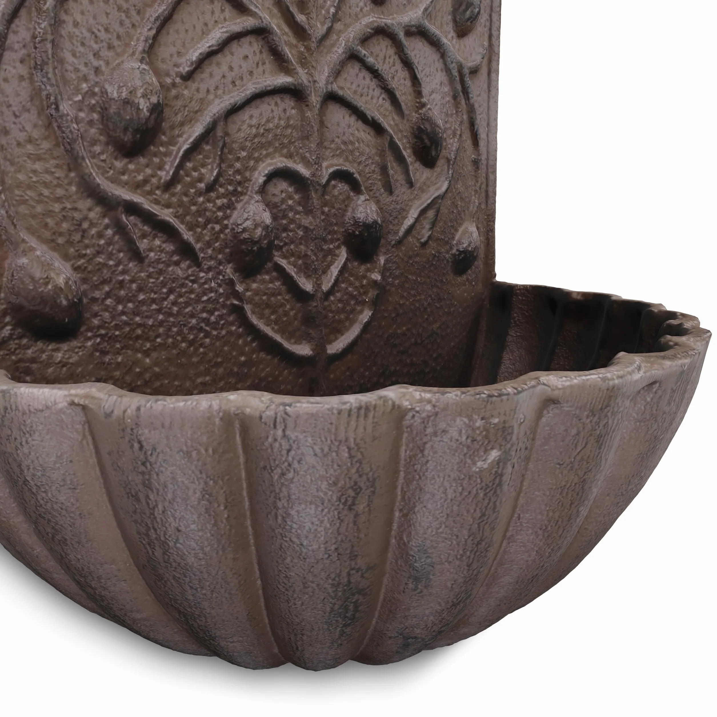 Relaxdays Fuente de Agua de Pared, con Grifo, Bebedero Jardín, Hierro Fundido, 40 x 24 x 15 cm, Diseño Antiguo, Marrón