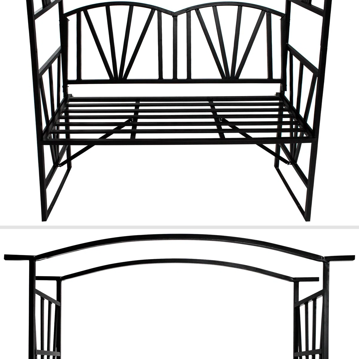 TecTake Arco de metal para rosas Arco de jardín Plantas con banco pérgola banco jardin