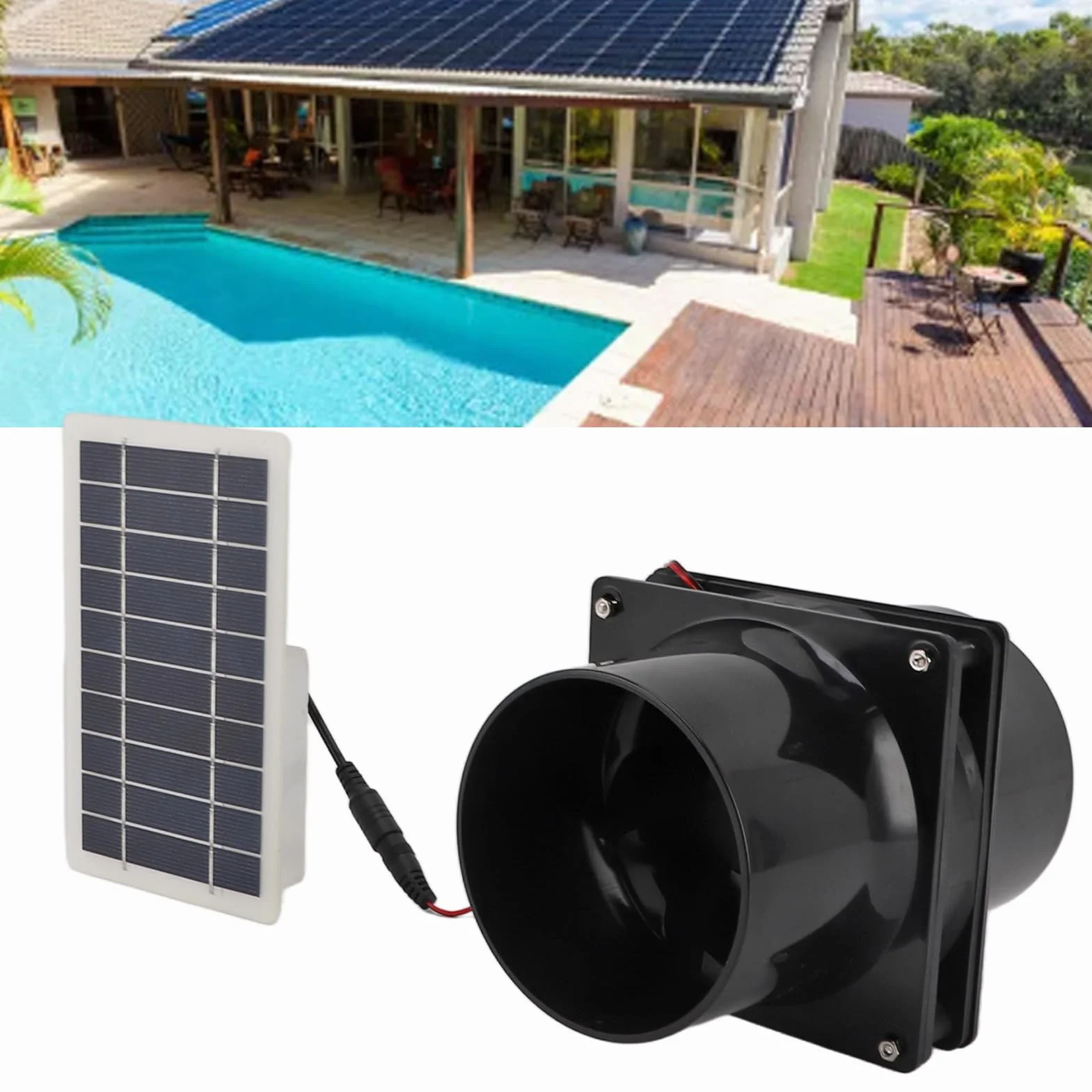 Kit de Ventilador Solar 12V 10W para Exterior Ventilador de Escape con Panel Impermeable Mini Extractor de Energía Solar