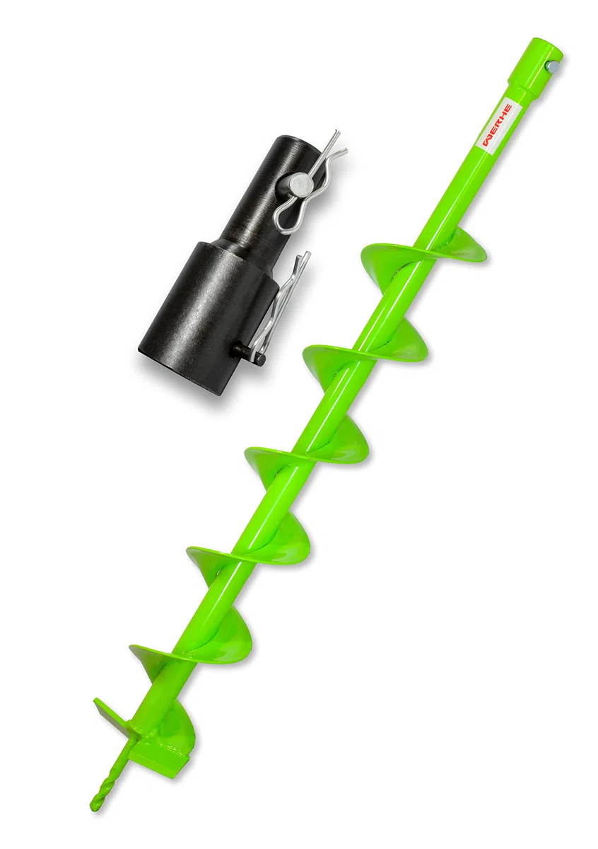 WERHE Barrena de tierra Ø 120 mm, 80 cm de longitud con adaptador – Barrena de jardín robusta para taladros, agujeros para postes y plantación