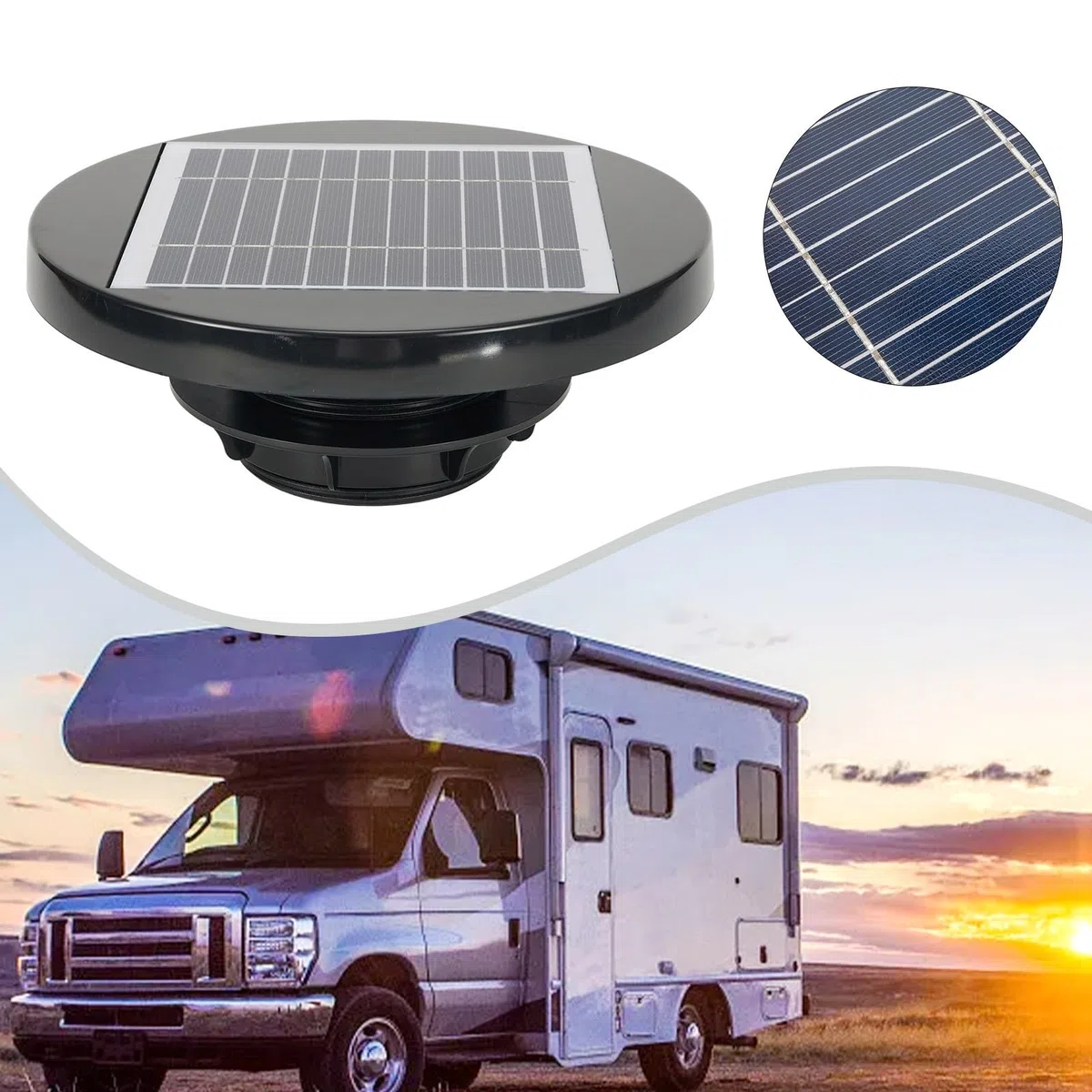 HpLive Ventilador solar para techo, para barco, RV, invernadero, cobertizo, caravana