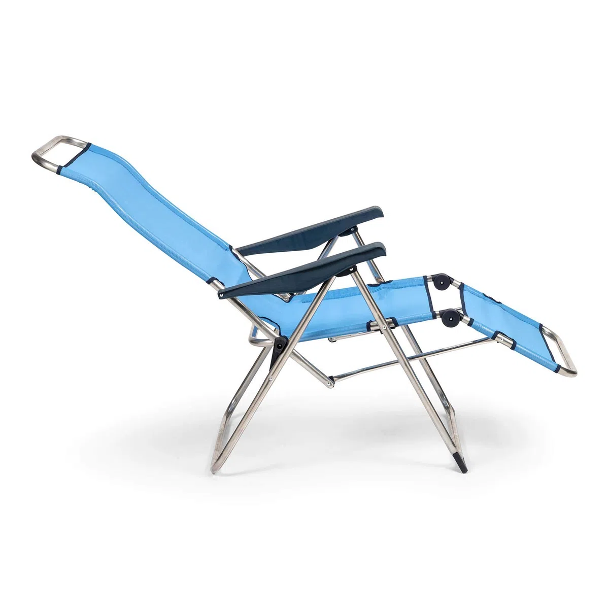 Silla de Playa y JardínPlegable Reclinable con Respaldo Anatómico 75x63x114 cm 5 Posiciones en Color Azul Tejido lavable y Pies Estabilizadores para Mayor Seguridad